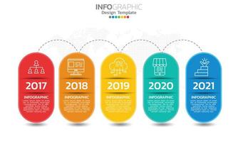 Business timeline infographic elements with 5 sections or steps vector