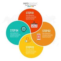 Business infographic elements with 4 sections or steps