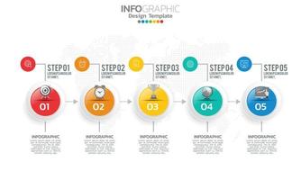 Business timeline infographic elements with 5 sections or steps vector