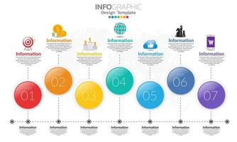 Timeline infographic template with 7 parts vector