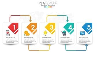 Elementos de infografía empresarial con 5 secciones o pasos. vector