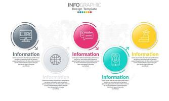 Timeline infographic template with 5 sections vector