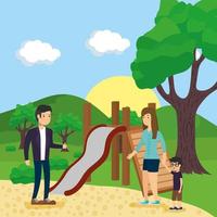 Family doing outdoors activities vector