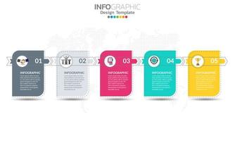 Timeline infographic template with 5 sections vector