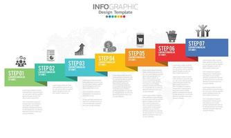 Business infographic elements with 7 sections or steps
