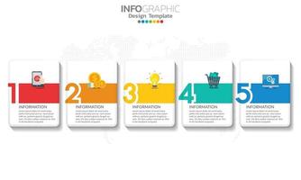 Timeline infographic template with 5 sections vector