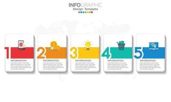 Timeline infographic template with 5 sections vector