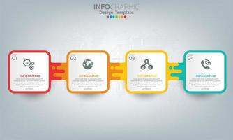 Business infographic elements with 4 sections or steps vector