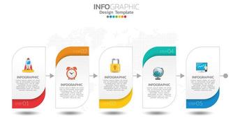 Elementos de infografía de línea de tiempo empresarial con 5 secciones o pasos. vector