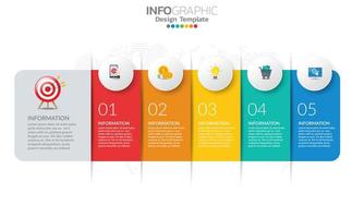 Timeline infographic template with 5 sections vector