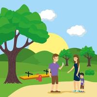 Family doing outdoors activities vector