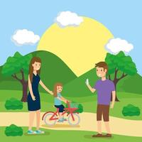 Family doing outdoors activities vector