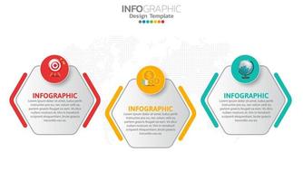 Timeline infographic template with 3 sections vector