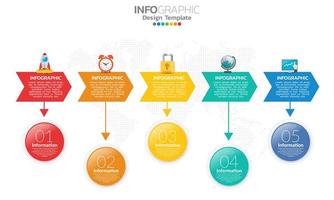 Business timeline infographic elements with 5 sections or steps vector