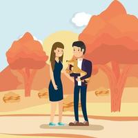 Couple doing outdoors activities vector