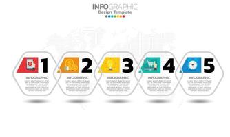 Business timeline infographic elements with 5 sections or steps vector