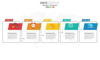 Timeline infographic template with 5 sections vector