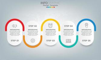 Business timeline infographic elements with 5 sections or steps vector