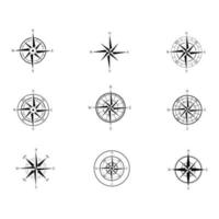 Set of vintage navigation compasses vector