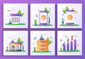 Set of flat design concept. Schedule, Application Check, Application Error, Management, Big data vector