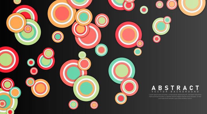 Overlapping circle shapes with pastel color black background