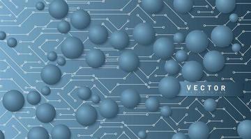 abstract vector technology background. blue circle with a background connection line. Future 3D circuit board technology design