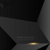 Black gray polygon background with gold light effect vector