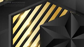 Gray polygon with gold light effect background vector