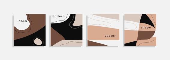 Vector set of minimal backgrounds with abstract organic shapes, hand draw line and sample text. Contemporary collage. Minimal stylish cover for branding design.