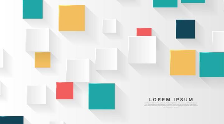 3d square colored paper background