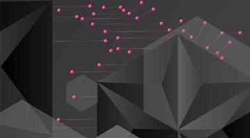 abstract vector geometric background. Dark gray vector polygonal template and pink line connected dots