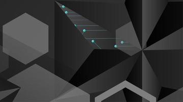 abstract vector geometric background. Dark gray vector polygonal template and blue line connected dots