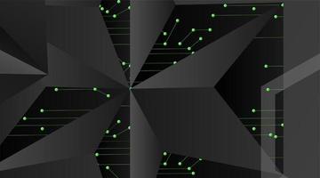 abstract vector geometric background. Dark gray vector polygonal template and green line connected dots