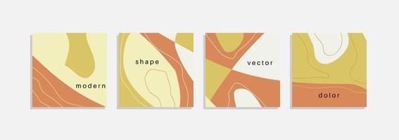 conjunto de vectores de fondos mínimos con formas orgánicas abstractas, líneas dibujadas a mano y texto de muestra. collage contemporáneo. cubierta minimalista y elegante para el diseño de la marca.