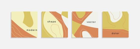 Vector set of minimal backgrounds with abstract organic shapes, hand draw line and sample text. Contemporary collage. Minimal stylish cover for branding design.