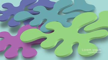 Overlapping fluid background designs and realistic shadows. 3d vector illustration