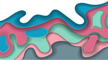 Paper cut vector layout design. Colorful wavy background with deep 3D style. Modern fluid background.