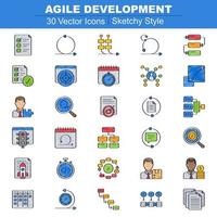 Agile Development Icons Sketchy vector