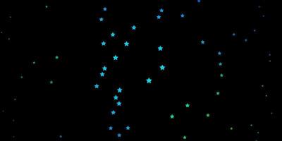 Dark Blue, Green vector background with colorful stars.