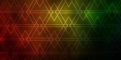 Dark Green, Yellow vector background with lines, triangles.