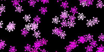 Dark pink vector pattern with coronavirus elements.