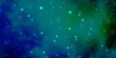 Light Blue, Green vector pattern with abstract stars.