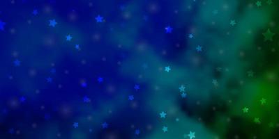 Light Blue, Green vector pattern with abstract stars.