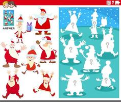 juego de combinación de formas con personajes de dibujos animados de santa claus vector