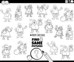 find two same Christmas characters task coloring book page vector