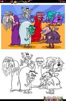 Dibujos animados monstruos personajes de fantasía página de libro para colorear vector