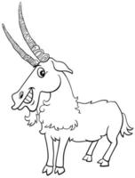 goat farm animal character coloring book page vector