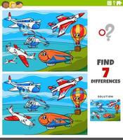 differences educational game with planes and flying machines