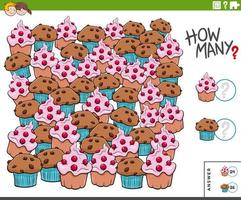 counting muffins and cupcakes educational task for kids vector