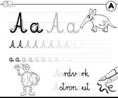 learn to write letter A workbook for children vector